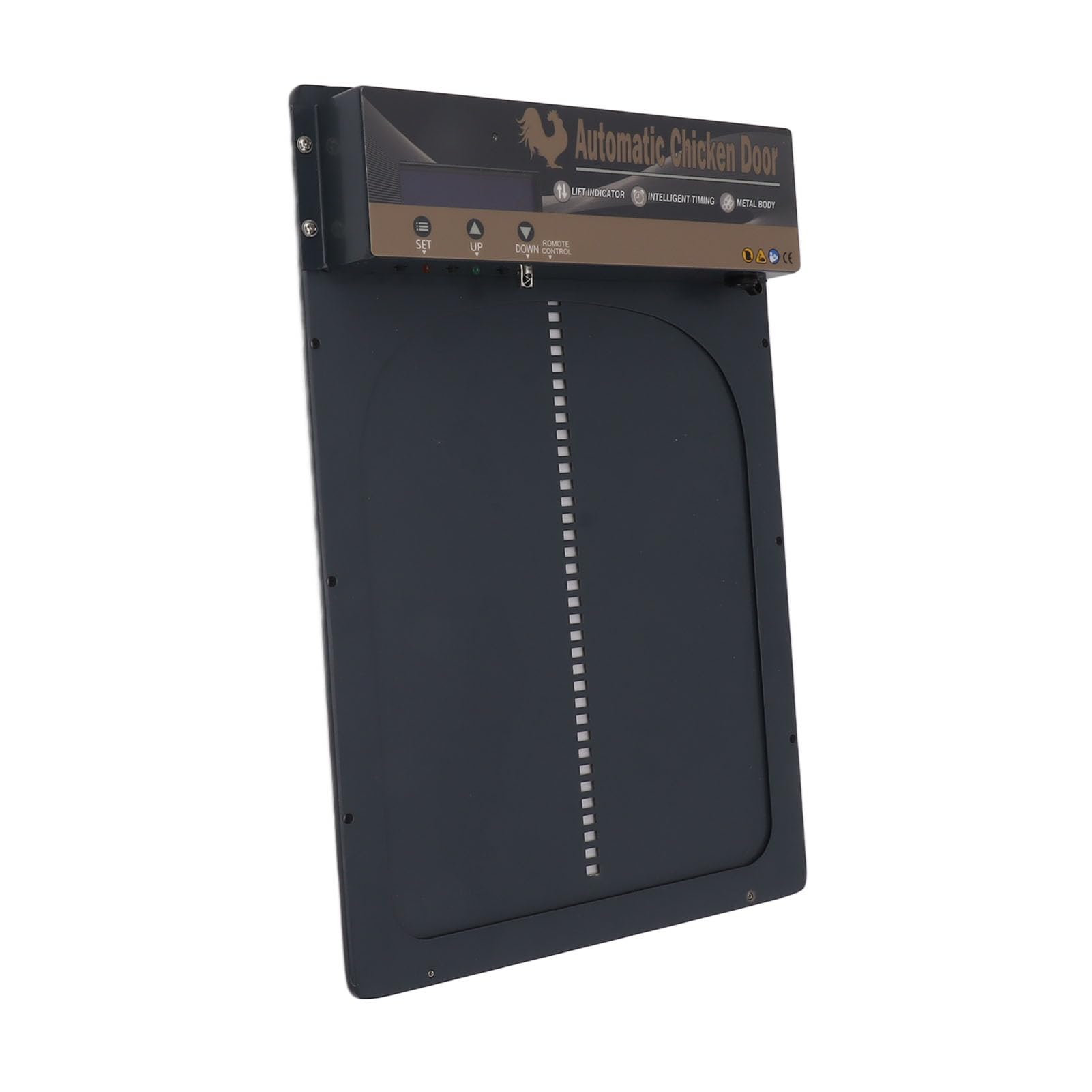 Porta Automatica per polli ad energia Solare, apriporta per pollaio, sensore di Luce 3 in 1, Schermo LED per Fattoria (Grigio)