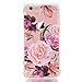 LUOLNH Slim Shockproof Clear Floral Pattern Soft Flexible TPU Back Cover Case Compatible with iPhone 6/6s [4.7 inch]-Purple Rose