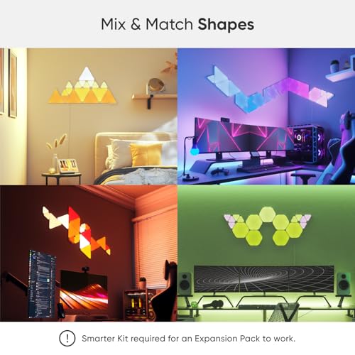 Shapes Mini Triangle Expansion Pack, 10 Mini Triangoli LED Aggiuntivi RGBW - Applique da Parete Interno Modulari, Luci Led 16M Colori WiFi, Funziona con Alexa, Sincronia Musica e Monitor - Illuminazione - Immagine 2