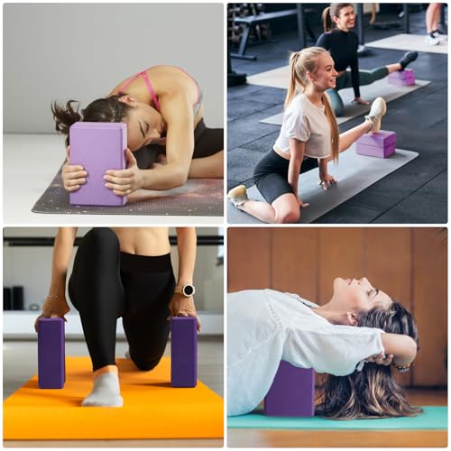 ZMDMAH Yoga Block 2er Set Yogablock YogablöCke Hochdichter Eva-Schaum,Rutschfest Leicht Geeignet für Yoga, Pilates, Fitness, Unisex (Lila, 1)