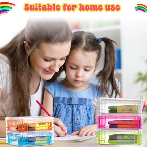 Image of Suzile 25 Pcs Plastic Crayon Boxes Bulk,Clear, Red, Blue, Green,Orange