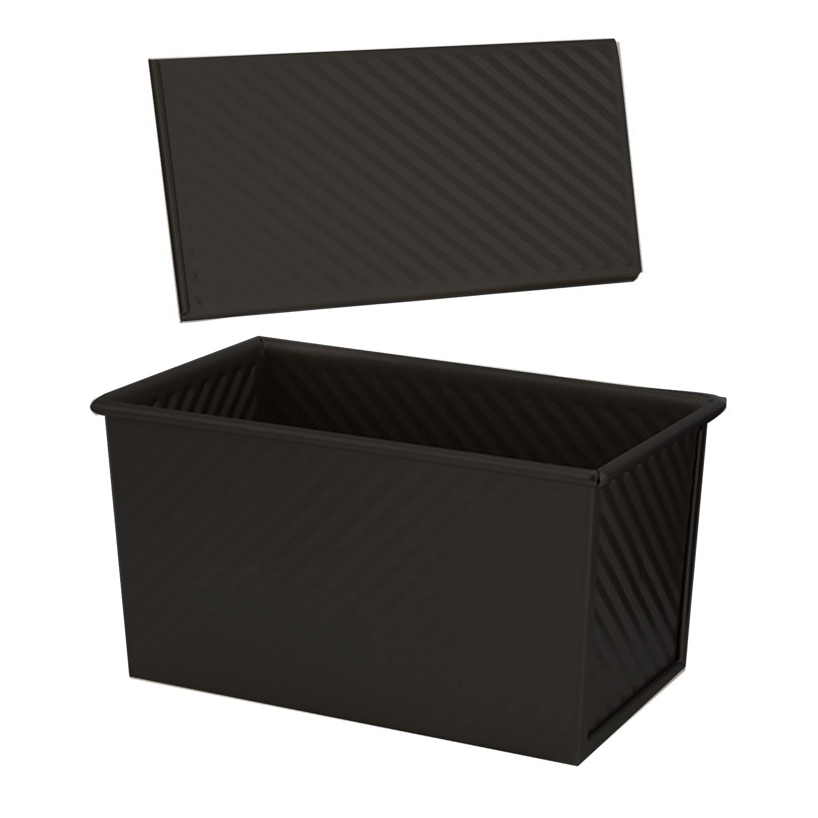 Xinsheinelry Carbon Steel Corrugated Bread Box Mold with Cover Baking Bread Non-Stick Bakeware Oven & Dishwasher Safe Baking Molds