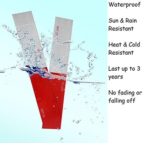 Trailer Reflective Tape Outdoor Dot C2 Reflector Tape 2 Inch X 200 Feet Waterproof White Silver Red Reflective Tape For Cars Trailers Trucks 200 Ft High Visibility Contrast Duct Safety Sticker Strips #TOP3