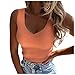 MXIM Débardeur tendance pour femme - Couleur unie - Col en V - Sexy - En tricot - Couleur unie, Orange, XL