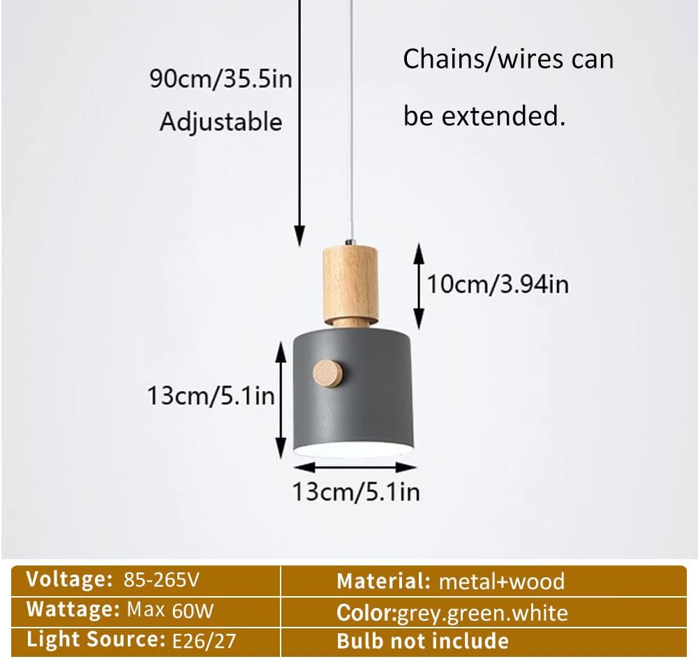 Modern Minimalist Color Metal Shade Pendant Lamp for Porch Lamp in Wood Finish Ceiling Chandelier Light for Kitchen Island Hanging Light for Hallway Lamp 13 Cm