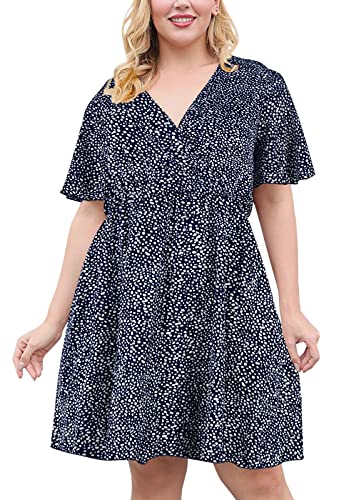 Image of Nemidor Women Plus Size Summer Dress Casual Boho Swing Pocket