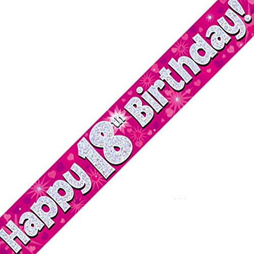 18th Birthday Pink Birthday Party Foil Banner Pennant Age 18