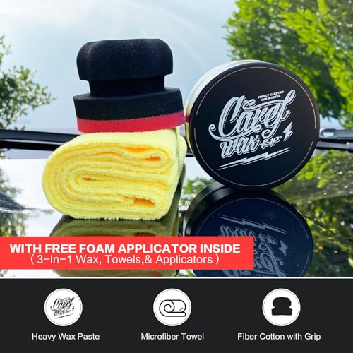 Cera automotriz Carnauba pasta 7 oz con toalla y esponja miniatura 5