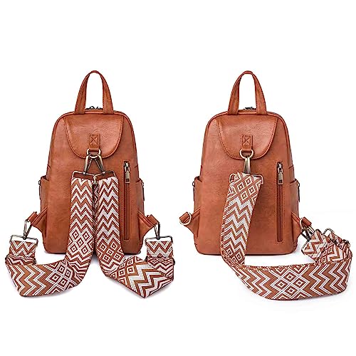 Practical Sling Bag Convertible Backpack Daypack for Women Ladies Satchel Chest Bag Wide Strap PU Leather Fashion Chic3