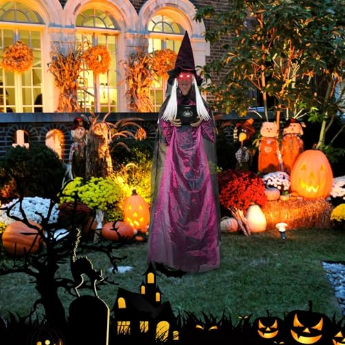 Sorcière effrayante avec yeux criards de 180 cm pour arbre et porte d'halloween - 3
