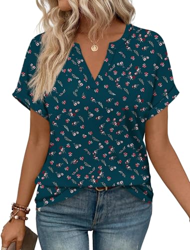 Image of WIHOLL Womens Blouses Spring Tops Short Sleeve Shirts Dressy Casual Summer Vacation Fashion Clothing 2026