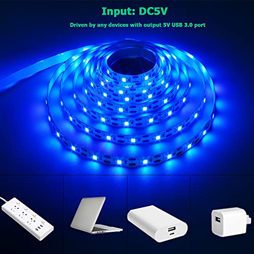 GOMING 5V USB LED Strip Light Blue USB Powered 4M (2pcs x 6.6ft) 240LEDs Flexible SMD2835 No-Waterproof IP20 LED Tape Lights - Image 2