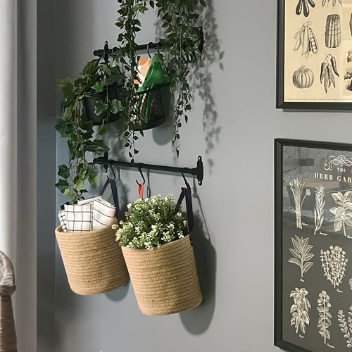 2-Pack-Hanging-Basket-Small-Wall-Baskets-for-Organizing-Wicker-Boho-Wall-Decor-Set-Indoor-Hanging-Plant-Holder-Rattan-Woven-Organizer-for-Home-Decor-Farmhouse-Storage-Bin-Jute 2 Pack Hanging Basket Small Wall Baskets for Organizing Wicker Boho Wall Decor Set Indoor Hanging Plant Holder Rattan Woven Organizer for Home Decor Farmhouse Storage Bin Jute