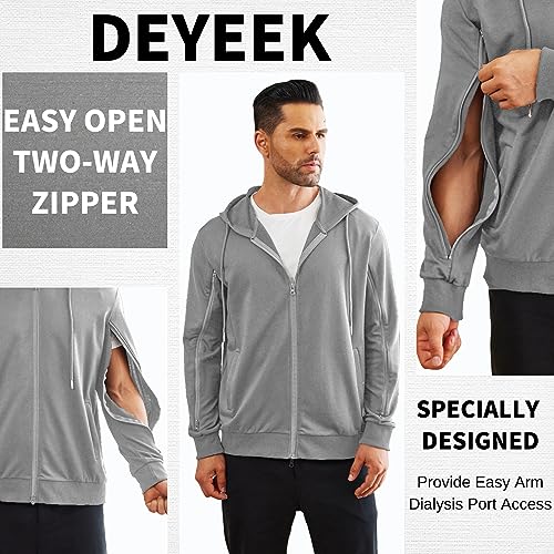 Deyeek Dialysis Sweatshirts with Arm Zipper Jacket Full-Zip Lightweight Hemodialysis Cotton Jacket with Pockets2