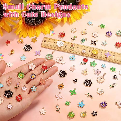 150 Pcs Flower Charms for Jewelry Making(75 Pairs), Assorted Wholesale Mixed Bulk Metal Earring Charms for DIY Necklace Bracelet Earring Jewelry Making and Crafting by Acejoz - Used condition - Image 5