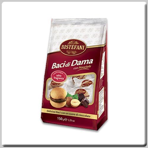 Bistefani Baci di Dama with Chocolate and Hazelnut Creamy Filling 5.3 Oz (Pack of 4)