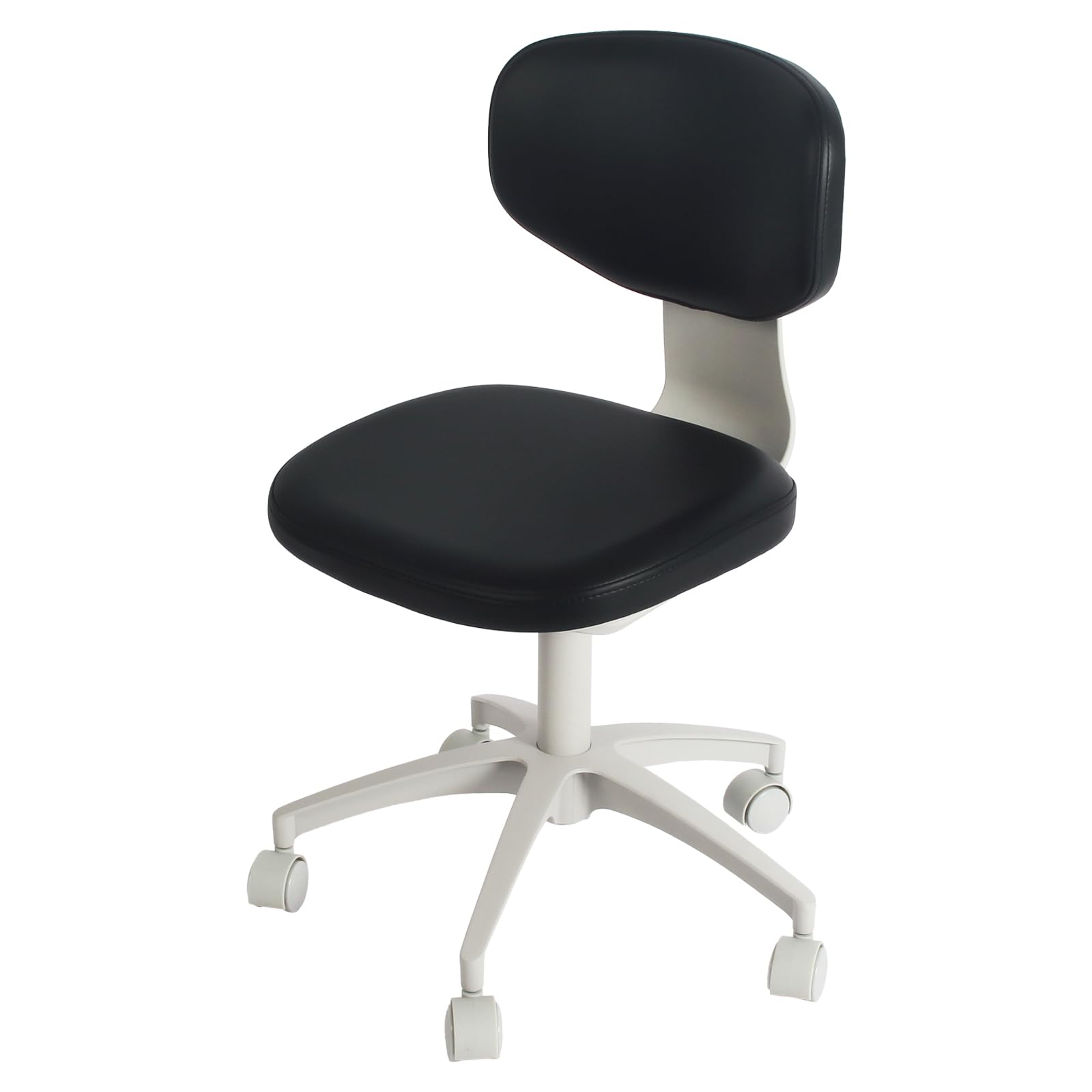 Ergonomic Dentist Chair, PU Leather Swivel Stool with Backrest, Rolling, Black