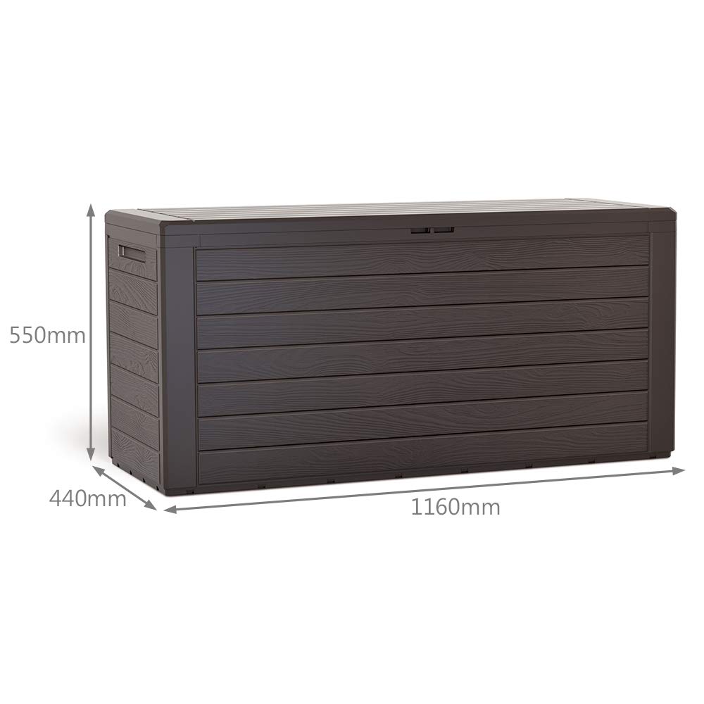 VOUNOT® Baule da Giardino Impermeabile 280 L Effetto Legno Marrone