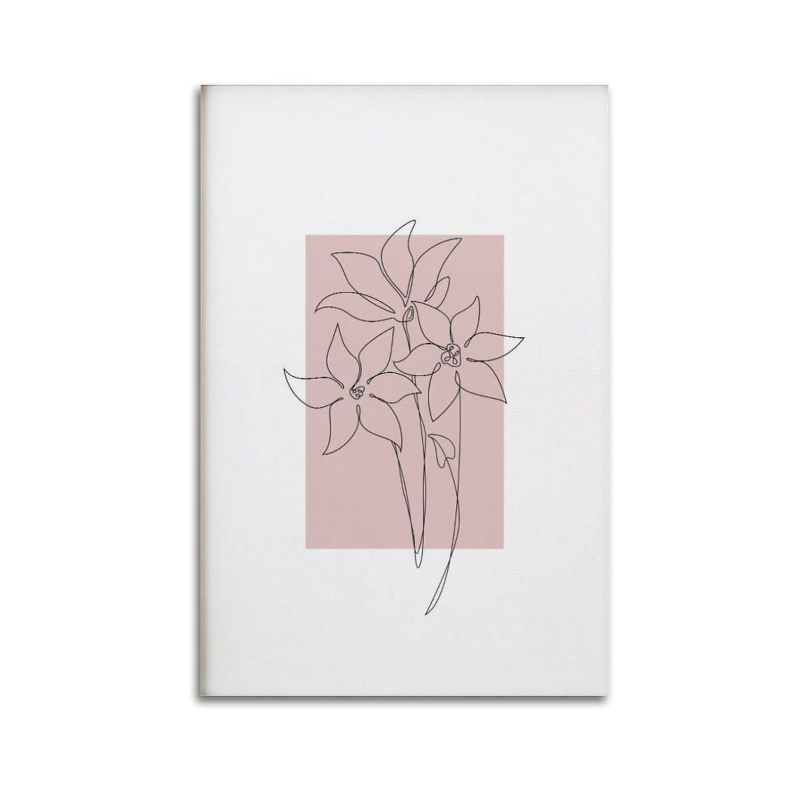 xiaoxiaoshen Minimalist Flower Line Blush-black Canvas Poster Wall Art Prints Room Aesthetic Murals Bedroom And Living Decorations 20x30inch(50x75cm)