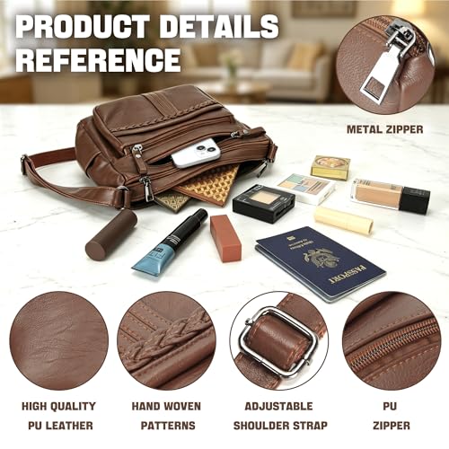 Image of ELDA Purses for Women Pocketbooks Soft PU Leather Ladies Crossbody Purse Multi Pocket Shoulder Bag
