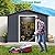 GarveeLife 8x15 Ft Outdoor Storage Shed, Steel Utility Tool Shed with Sloped Roof & Lockable Door, Backyard Garden Patio Lawn Outdoor Shed for Organising Tools and Equipment in Yard, Garden, Grey