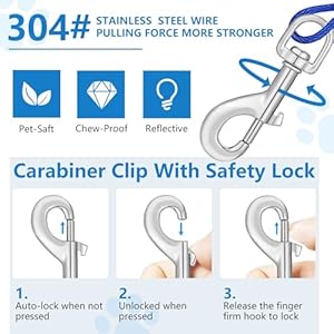 25ft dog tie out cable dog leash heavy duty tie out cable for large dogs up to 500lbs pull force dog runner for yard outdoor and camping blue   cucciolini doodles