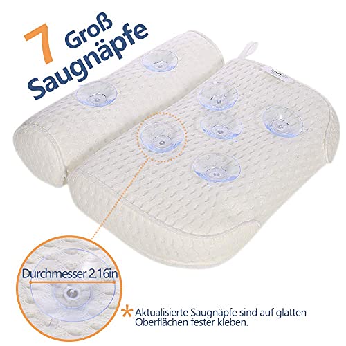 Mr.Bathif Badkussen, Spa badkussen met 7 zuignappen, 4D Air Mesh kussen, badkuip nekkussen voor schouders, rug, badkuip hoofdkussen - Image 7