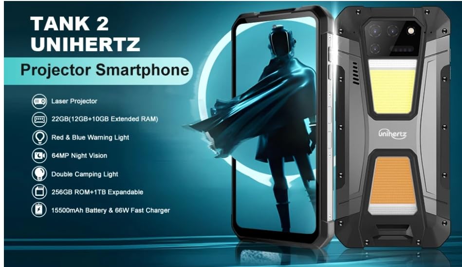KOOFUR 8849: Vattentät projektor & 256 GB mobil med 108 MP kamera