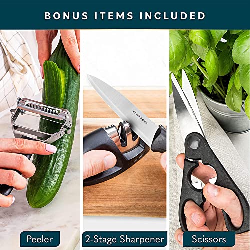 Home Hero Kitchen Knife Set, Steak Knife Set & Kitchen Utility Knives - Ultra-Sharp High Carbon Stainless Steel Knives With Ergonomic Handles (17 Pc Set, Silver) #TOP3