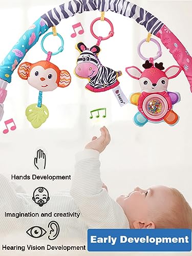 Image of Pau1Hami1ton Baby Stroller Arch Toys, Car Seat Toys,Bouncer Toy Bar /Mobile for Bassinet,Adjustable Baby Hanging Toys Fit for Crib Bed,Stroller,Car Seat.S-19(Pink Zebra)