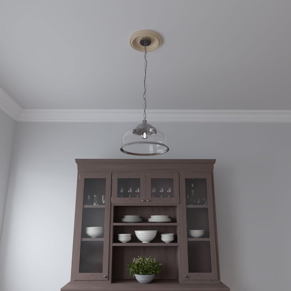 Ekena Millwork CMP10TRGBE Geleneksel Termoform PVC Tavan Madalyonu (5 1/2 cm'ye kadar kanopilere uyar), 10" OD, UltraCover Saten Smokey Bej