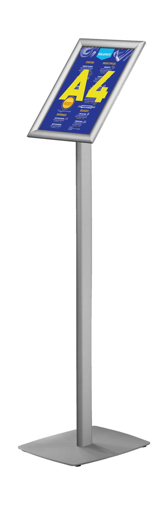 Europel Soporte magnético para carteles A4, ideal para publicidad, ofertas, informaciones o avisos con construcción de aluminio anodizado y cubierta antirreflejos