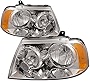 HEADLIGHTSDEPOT Chrome Housing Halogen Headlights Compatible with Lincoln Navigator 2003-2006 Includes Left Driver and Right Passenger Side Headlamps