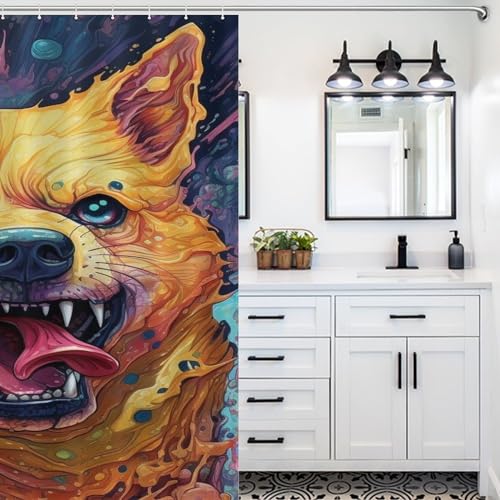 Rideau de douche chien étanche et lavable avec ses 12 crochets - 5