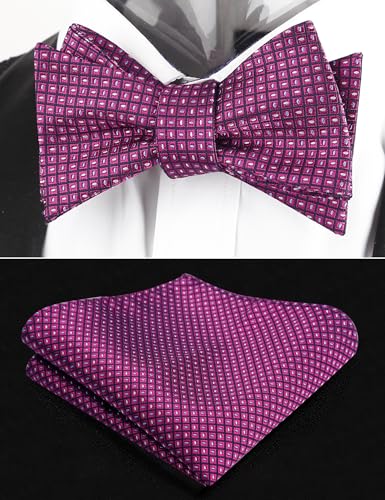 Image of Alizeal Mens 2pcs Solid Self-tied Bow Tie Set | Alizeal Mens 2pcs Self-tied Solid /Animal Bow Tie and Pocket Square Set Perfect for Wedding Business Formal Events