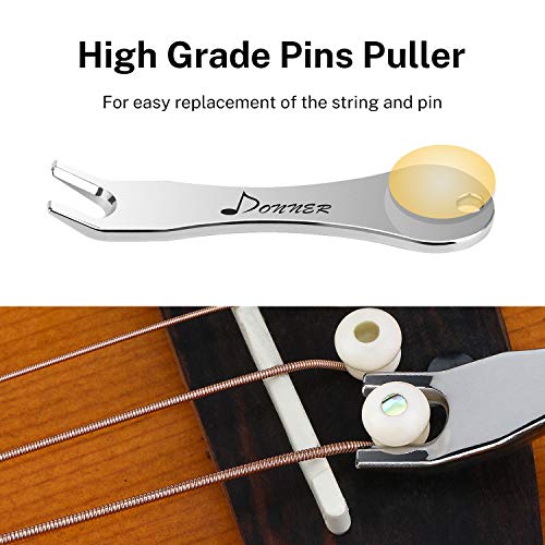Donner Acoustic Guitar Bridge Pins, 6PCS White Bone Bridge Pins Inlaid 3mm Abalone Dot with Guitar Pins Puller and Sandpaper - image 5