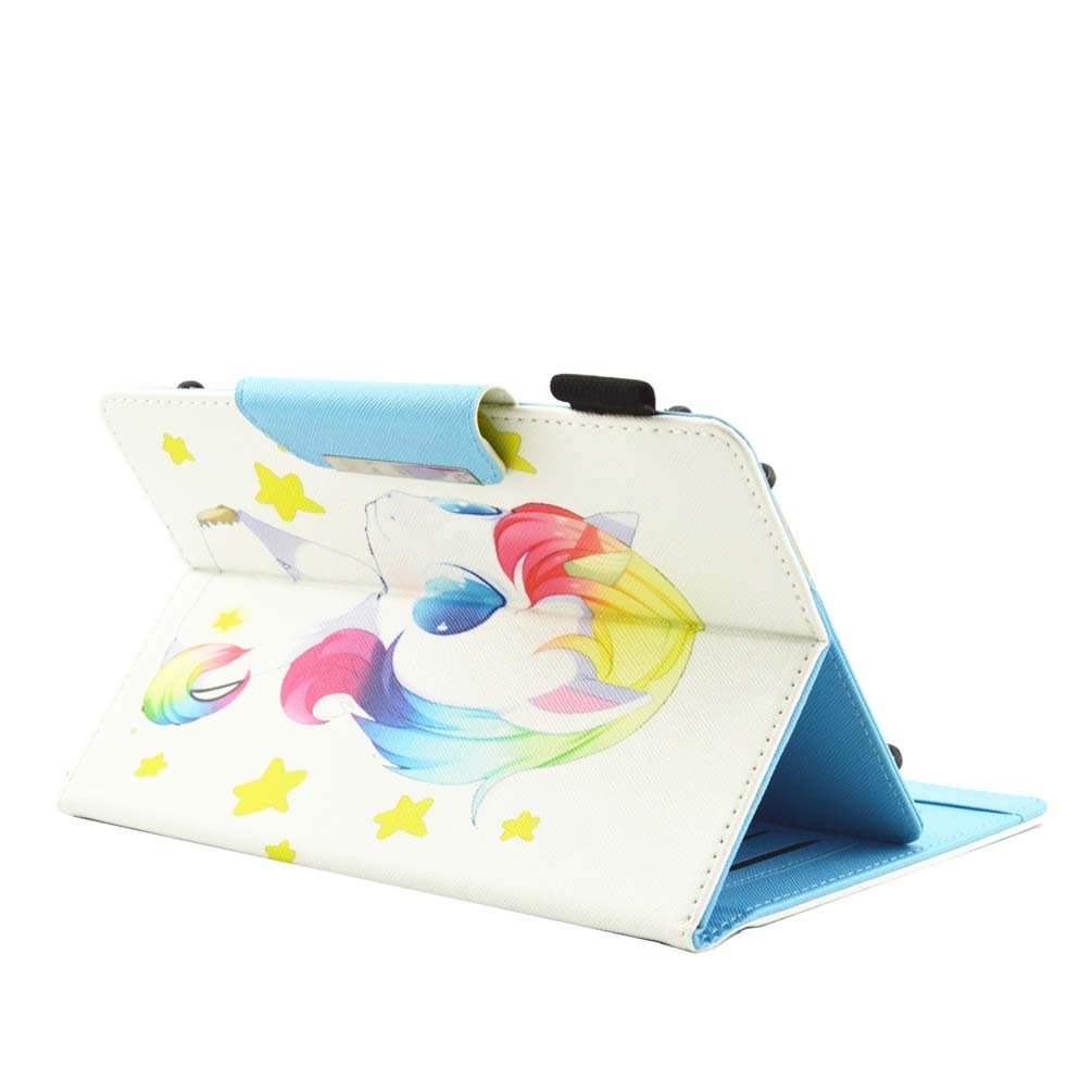 Housse Tablette 10 Pouces Universelle - Motif Licorne Pailleté, Cuir PU, Portefeuille Et Support Intégrés - Pour Enfant