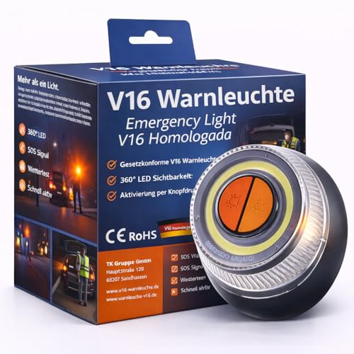 V16 Warnleuchte - Auto & PKW EU Zulassung nach IDADA 21020060 - Warndreieck & Pannendreieck 2026 (V16 Warnleuchte)