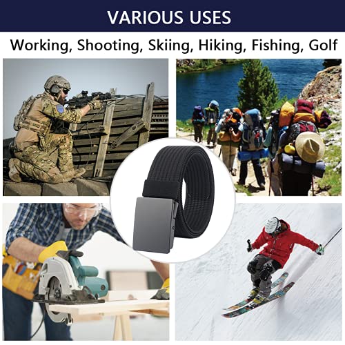 Image of LionVII Men Nylon Web Belts - Metal Buckle, Fully Adjustable Belt Strap for Work, Easy Trim to Fit 27- 46 inch Waist