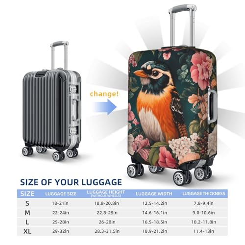 Bird And Florals Maximalism Elastic Travel Luggage Covers Dustproof Scratch-Resistant Suitcase Protector Fit 22-24 Inch4