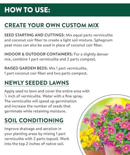 Image of Burpee Organic Horticultural Add to Potting Soil | Ideal for Seed Starting, Water Retention and Plant Propagation | 100% Natural | 8 Quart, 1-Pack, Vermiculite (8qt)
