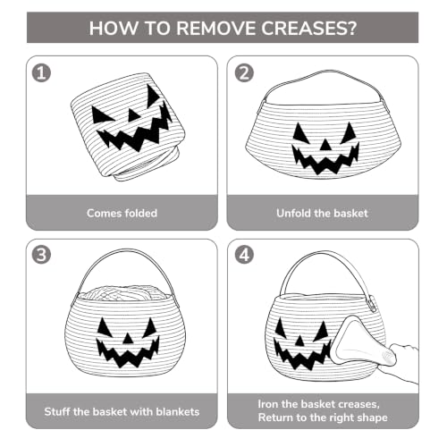 Image of Goodpick Pumpkin Basket, Boo Basket, Halloween Trick or Treat Bucket, Black