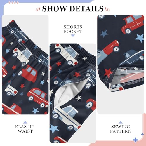 Pajama Pants Sleep Pants Soft Elastic Waist Pajama Lounge Pants Red White Car Blue Star for 6-14 Years Old4