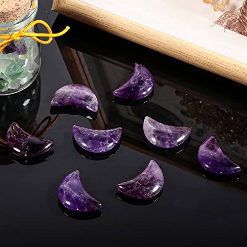 Nupuyai 4pcs Moon Shape Amethyst Crystal Palm Pocket Worry Stone Set - Image 3