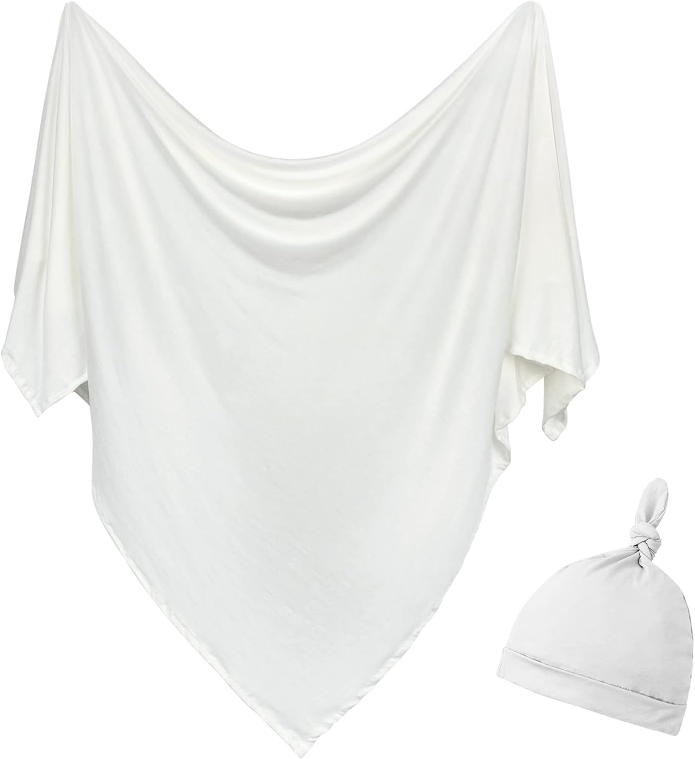 OWLOWLA Newborn Swaddle Set Stretch Wrap Swaddle Receiving Blanket for Baby Boy Girl(Ivory-rm)