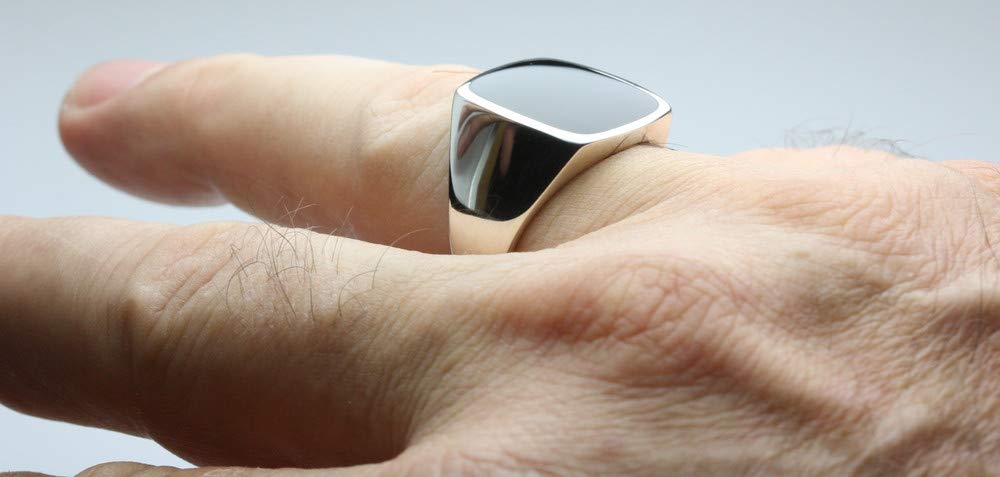 Massiver Siegelring aus Silber 925 mit Onyx