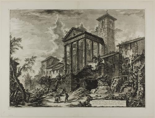 Affiche vintage vue du temple d'Hercule à Cori Piranesi pour décoration chambre