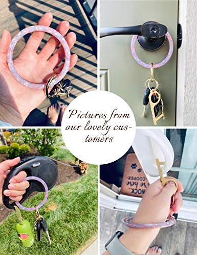 Heesch Bangle Key Ring Bracelet Keychain Key Ring Bracelet For Women, Acetate Circle Keyring For Wrist (Pink & Blue) #TOP3