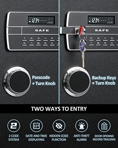 Extra Large Safe Box with Big Fireproof Waterproof Document Bag,6.05 Cubic Feet Home Safe Lock Box,33.5in Security Vault with Electronic Keypad Digital Lock,for Home Office Hotel,83.5lbs