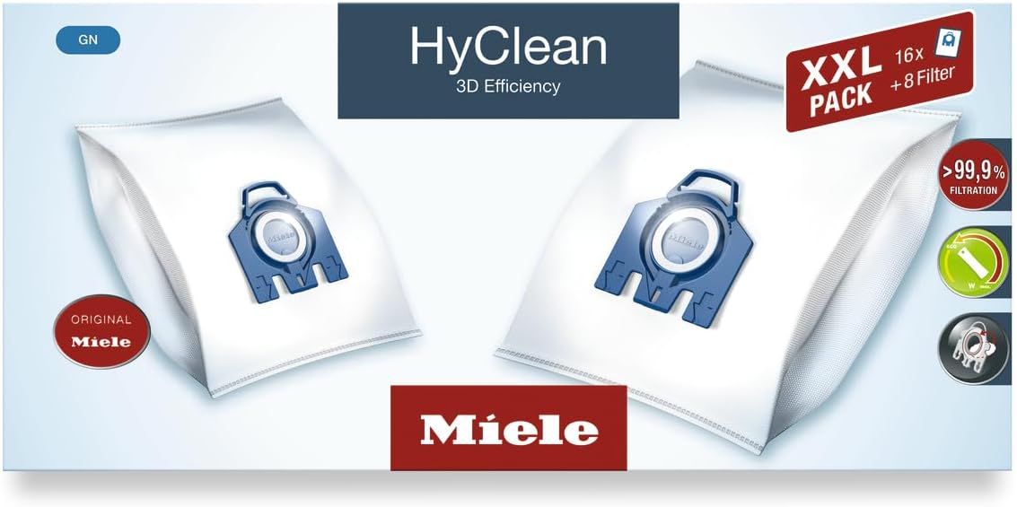 Miele GN HyClean 3D Vacuum Cleaner Dustbags XXL Pack, Vacuum Bags for